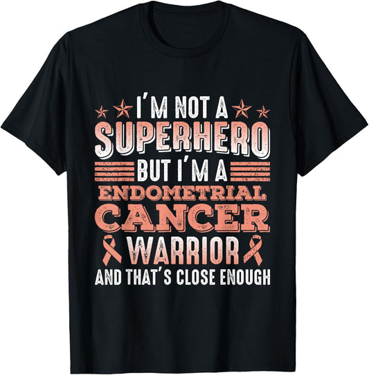 I'm Not A Superhero I'm A Endometrial Cancer Warrior Survivo T-Shirt - T-Shirt | Black