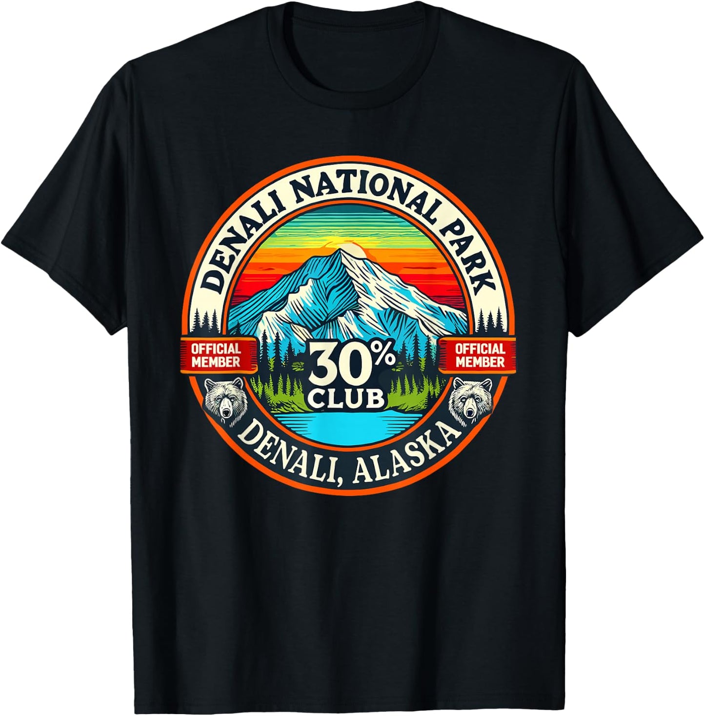 Denali 30% Club Shirt Alaska National Park Souvenir T-Shirt - T-Shirt | Black