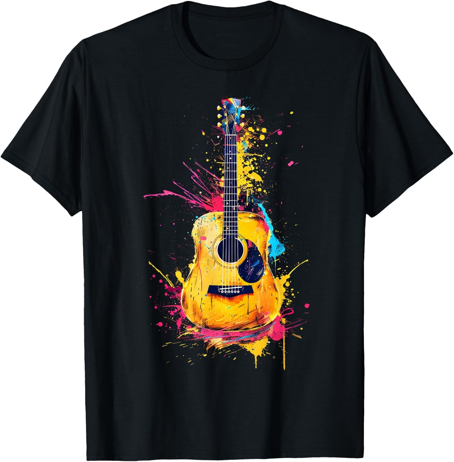 Men, Women and Kids Acoustic Guitar T-Shirt - T-Shirt | Black