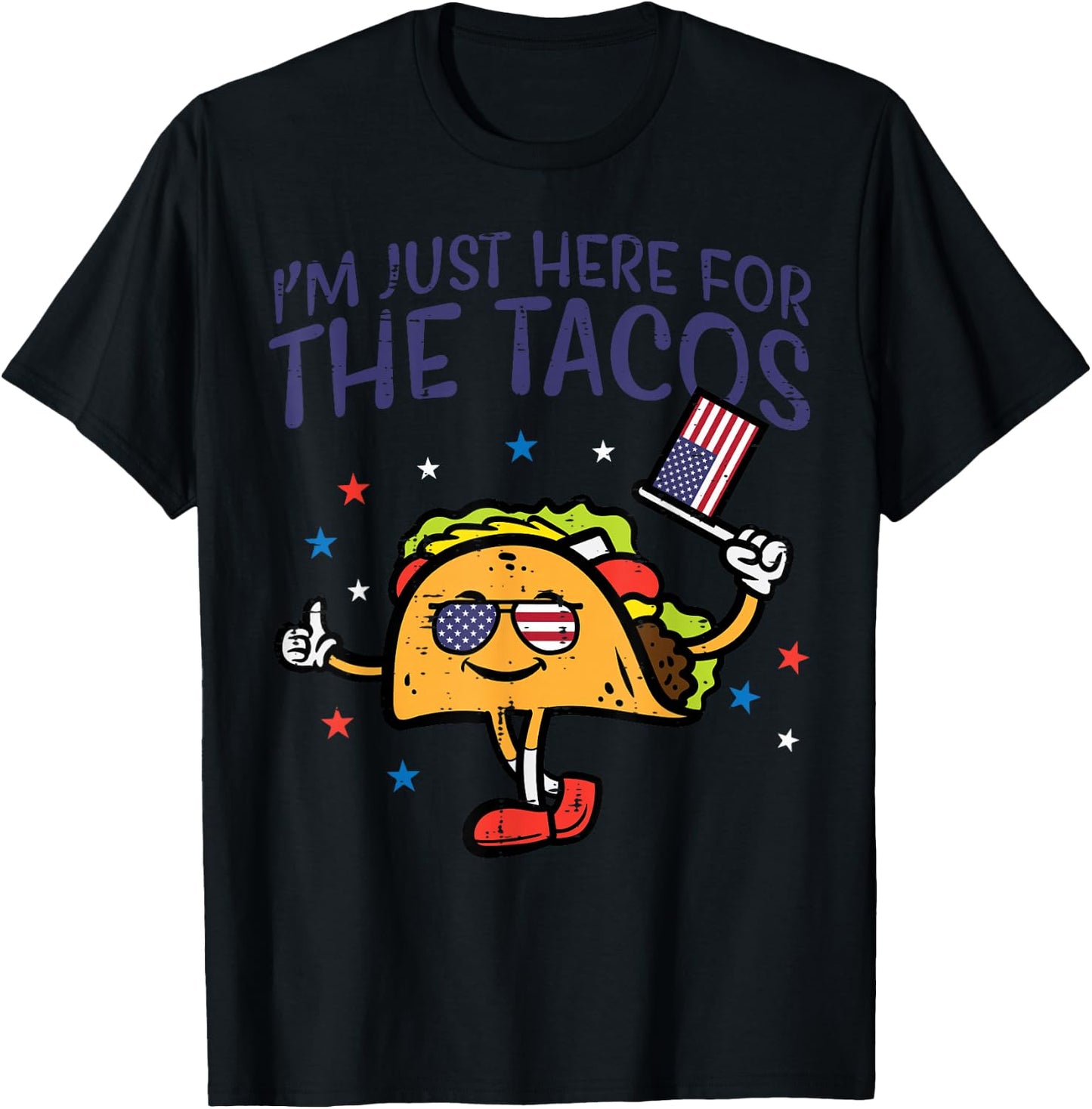 4th July Here For Tacos Mexican Food Patriot Men Women Kids T-Shirt - T-Shirt | Black