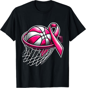 Breast Cancer Awareness Support Pink Basketball Love Coach T-Shirt - T-Shirt | Black