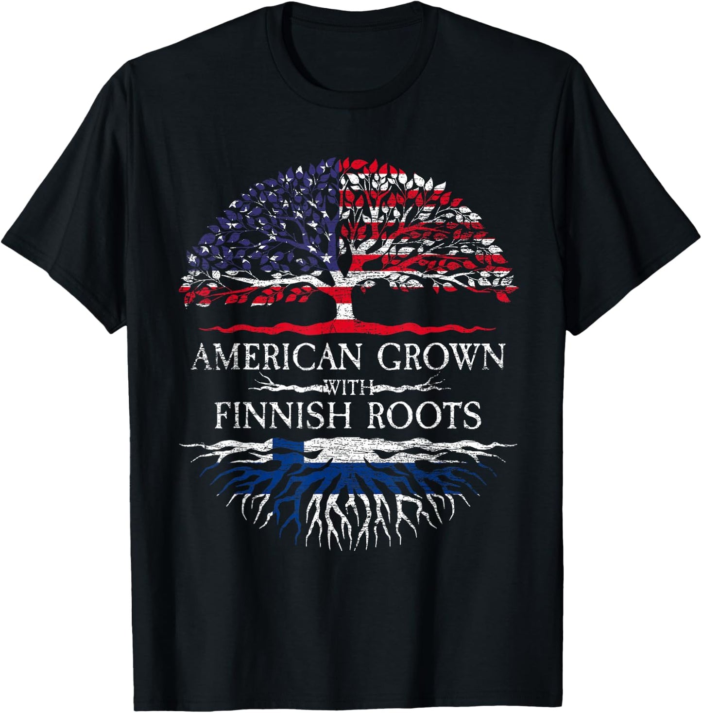 American Grown with Finnish Roots Finland T-Shirt - T-Shirt | Black