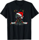Funny Christmas Hockey Santa Hat Xmas Lights Kids Boys Men T-Shirt - T-Shirt | Black