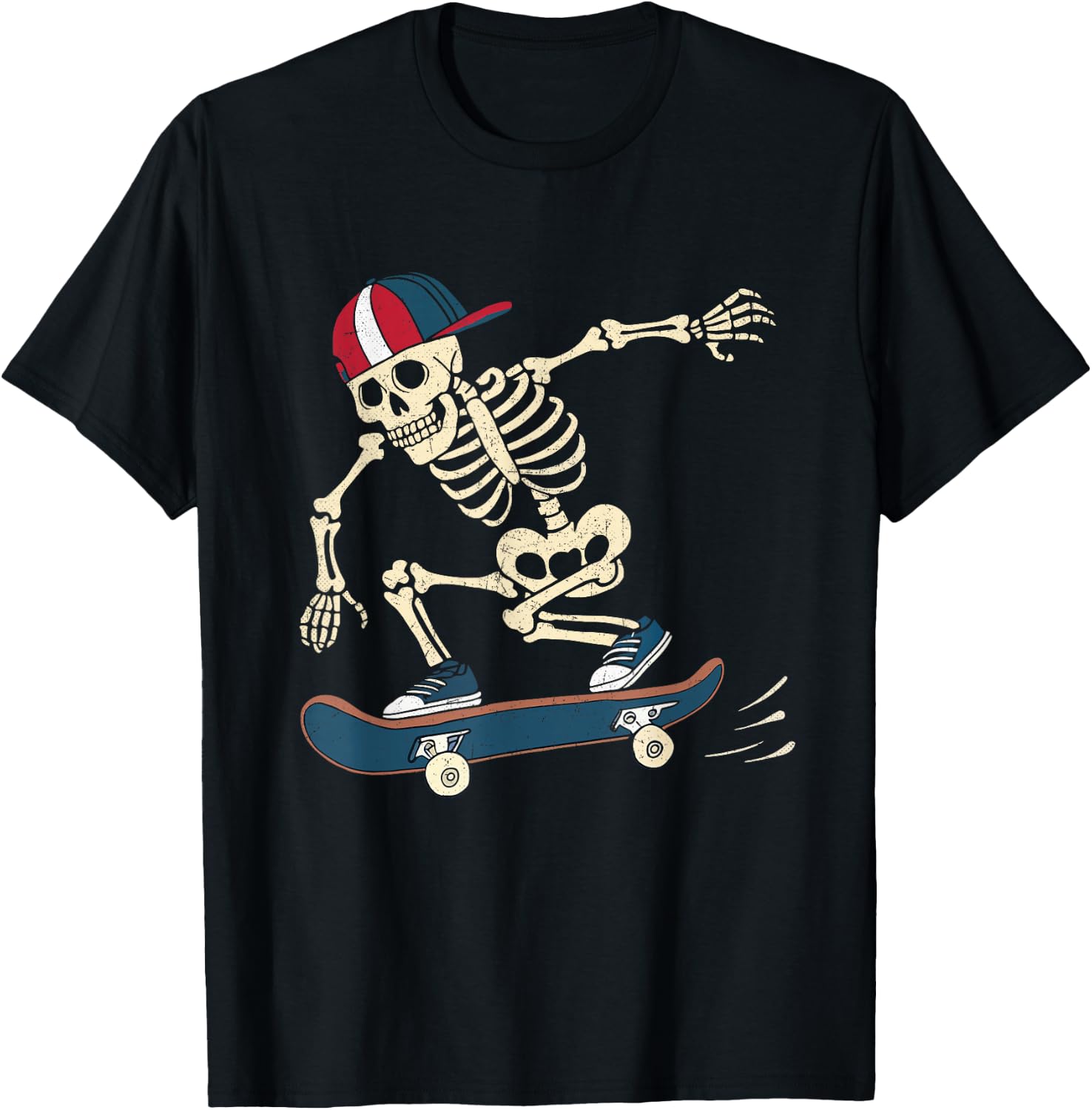 Skateboard Skeleton Halloween Skateboarding Skater Boys T-Shirt - T-Shirt | Black