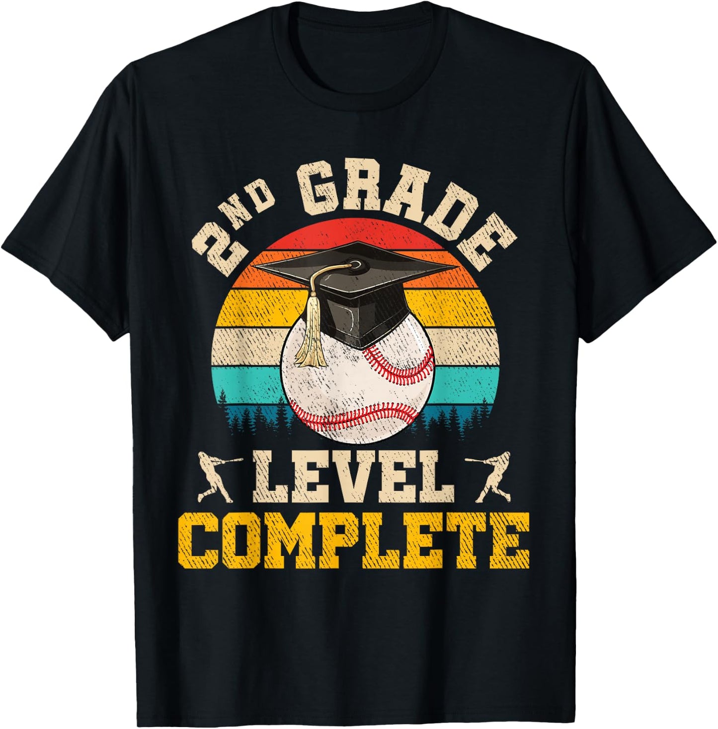 2nd Grade Level Complete Baseball Boy Last Day Of School T-Shirt - T-Shirt | Black