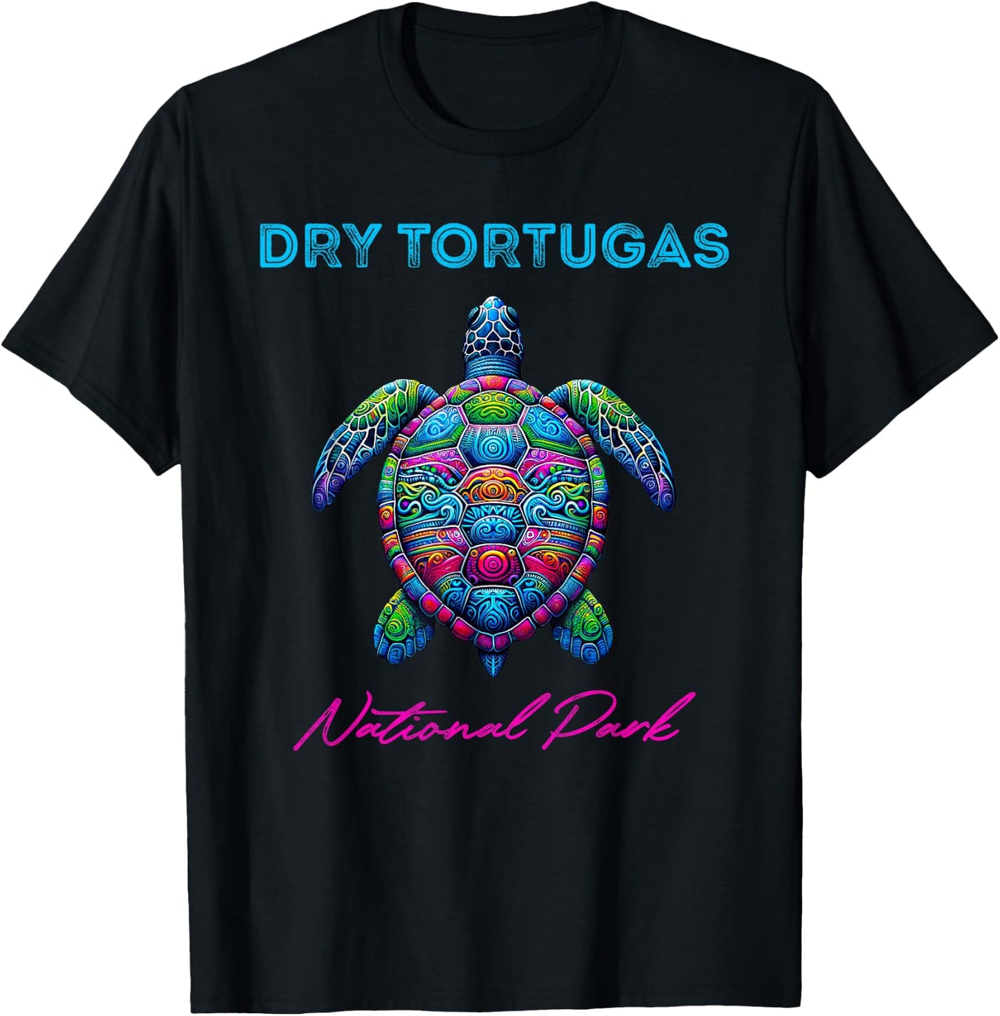 Dry Tortugas National Park Tribal Beach Sea Turtle T-Shirt - T-Shirt | Black