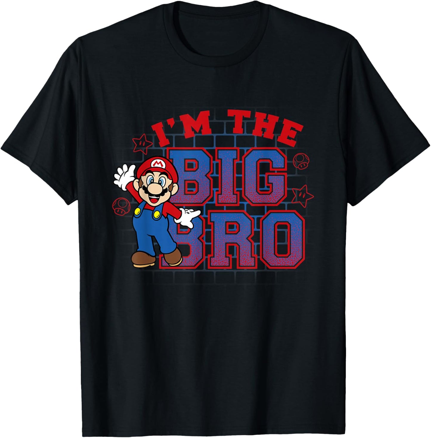 Super Mario I'm The Big Bro Portrait Text T-Shirt - T-Shirt | Black