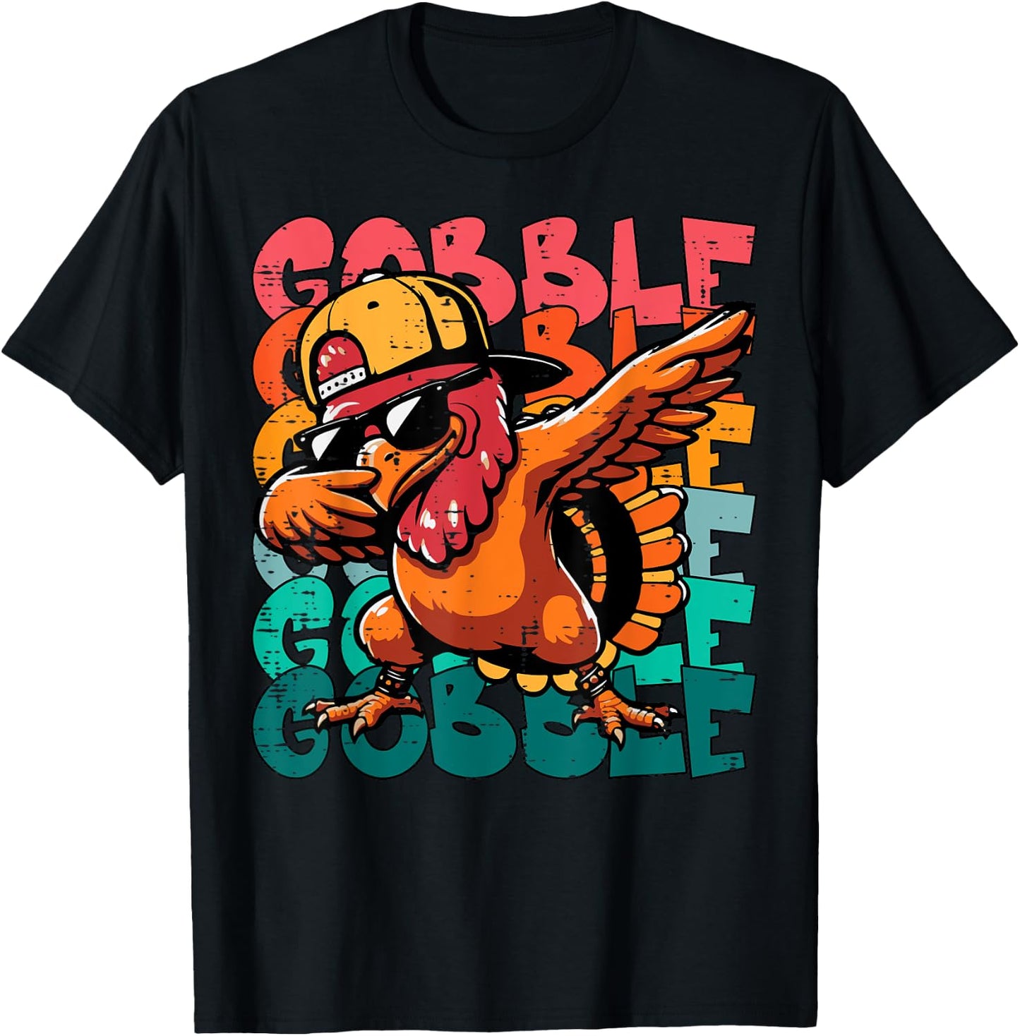 Thanksgiving Turkey Dab Gobble Funny Toddler Boys Kids Youth T-Shirt - T-Shirt | Black