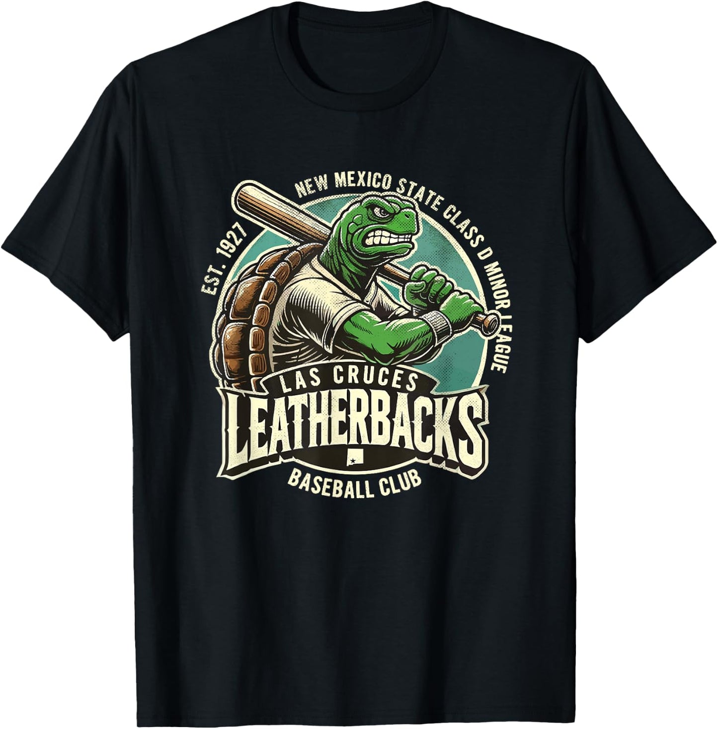 Las Cruces Leatherbacks Retro Minor League Baseball Team T-Shirt - T-Shirt | Black