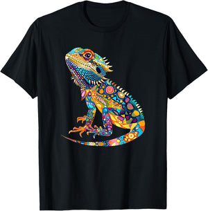 Bearded Dragon Colorful Design for Exotic Pet Enthusiasts T-Shirt - T-Shirt | Black
