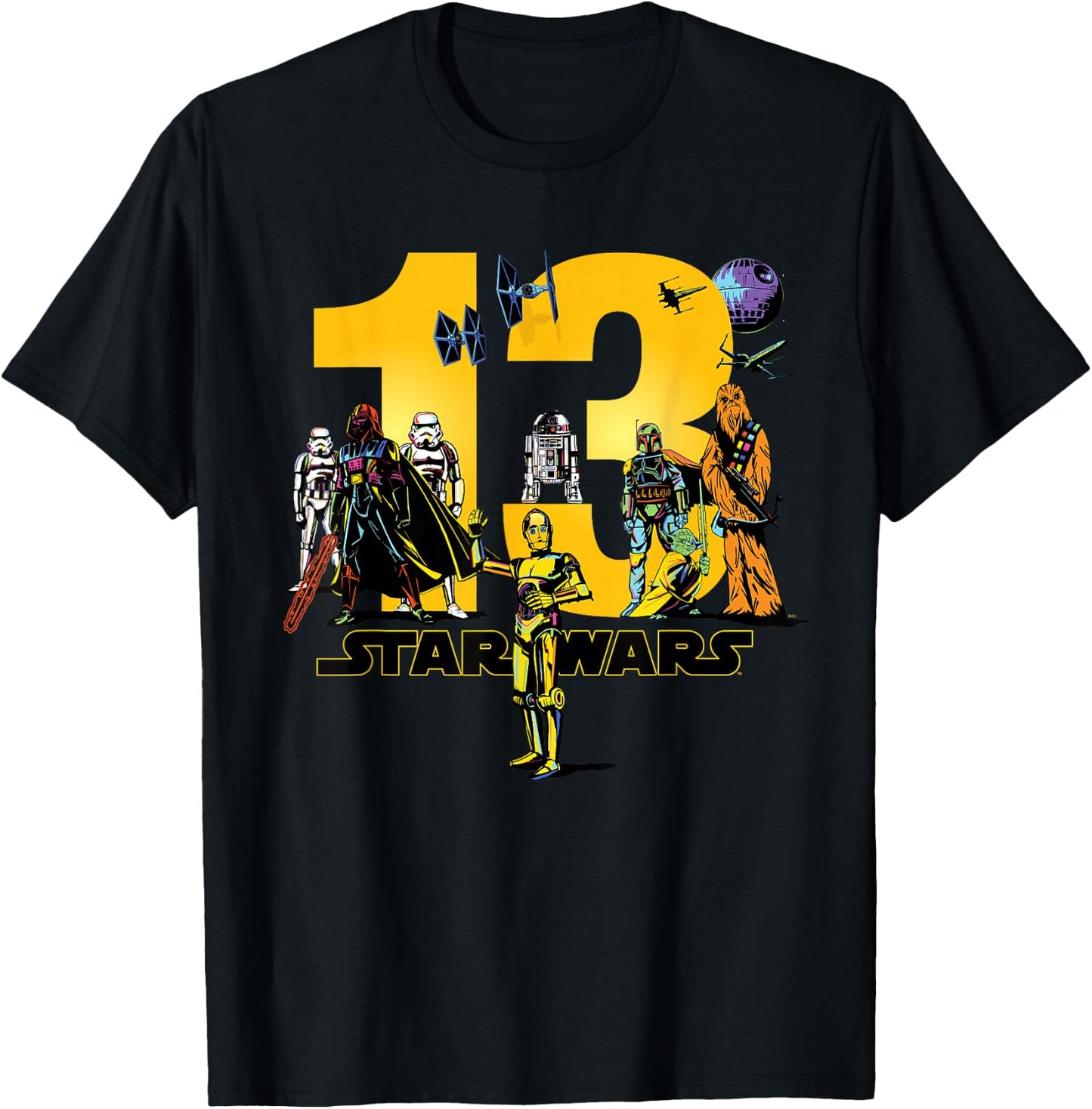 Star Wars Classic Characters Thirteenth Birthday 13 Year Old T-Shirt - T-Shirt | Black