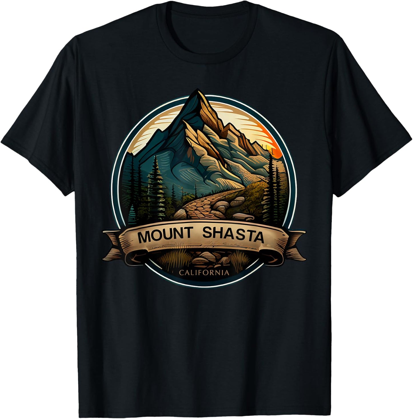 Mount Shasta California Souvenir Hiking T-Shirt - T-Shirt | Black