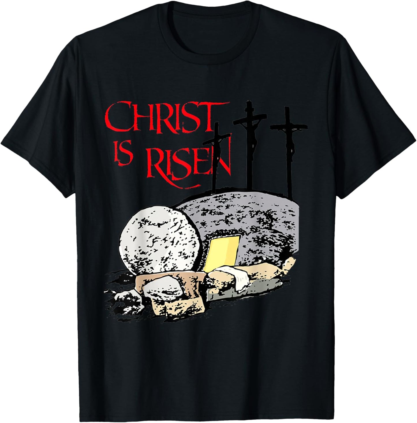 Christ Is Risen Empty Tomb Cross Jesus Risen Easter Men T-Shirt - T-Shirt | Black