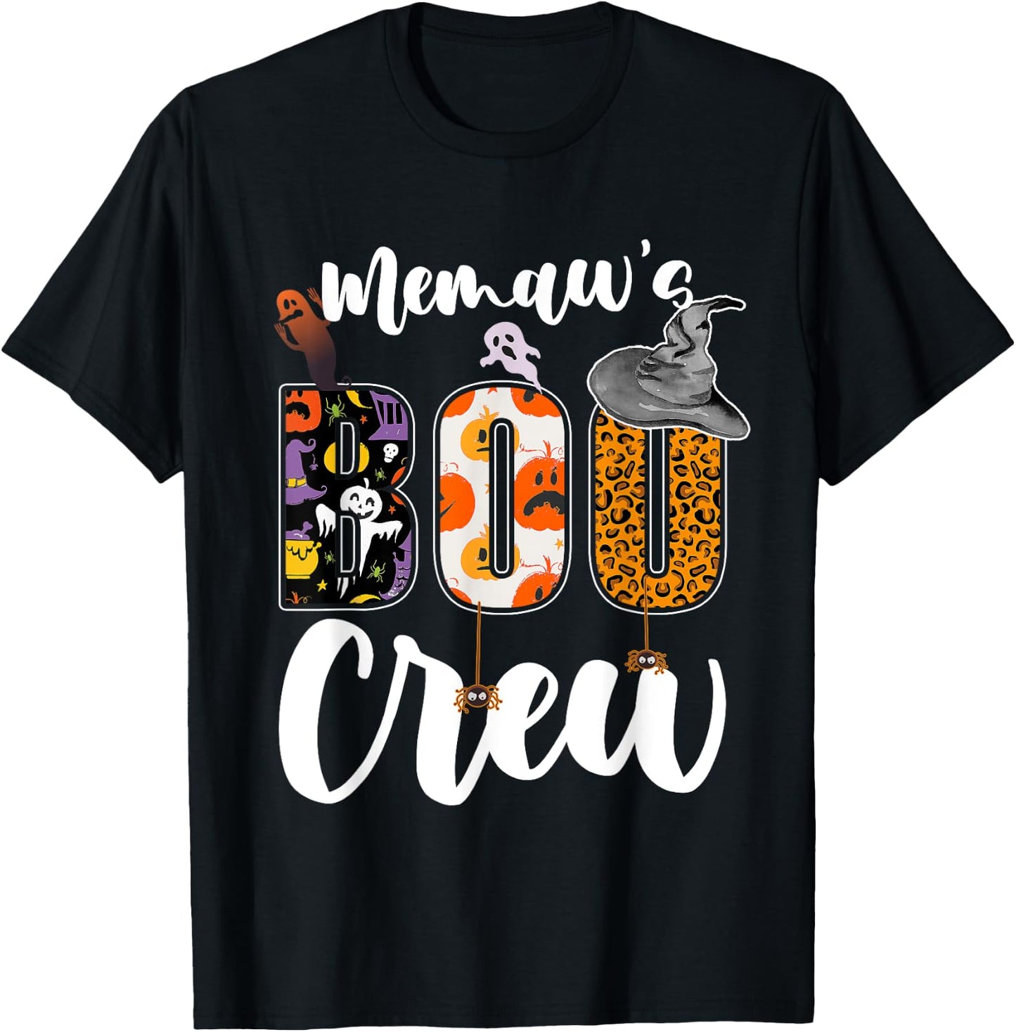 Memaw's Boo Crew Halloween Grandma Grandkids Matching T-Shirt - T-Shirt | Black