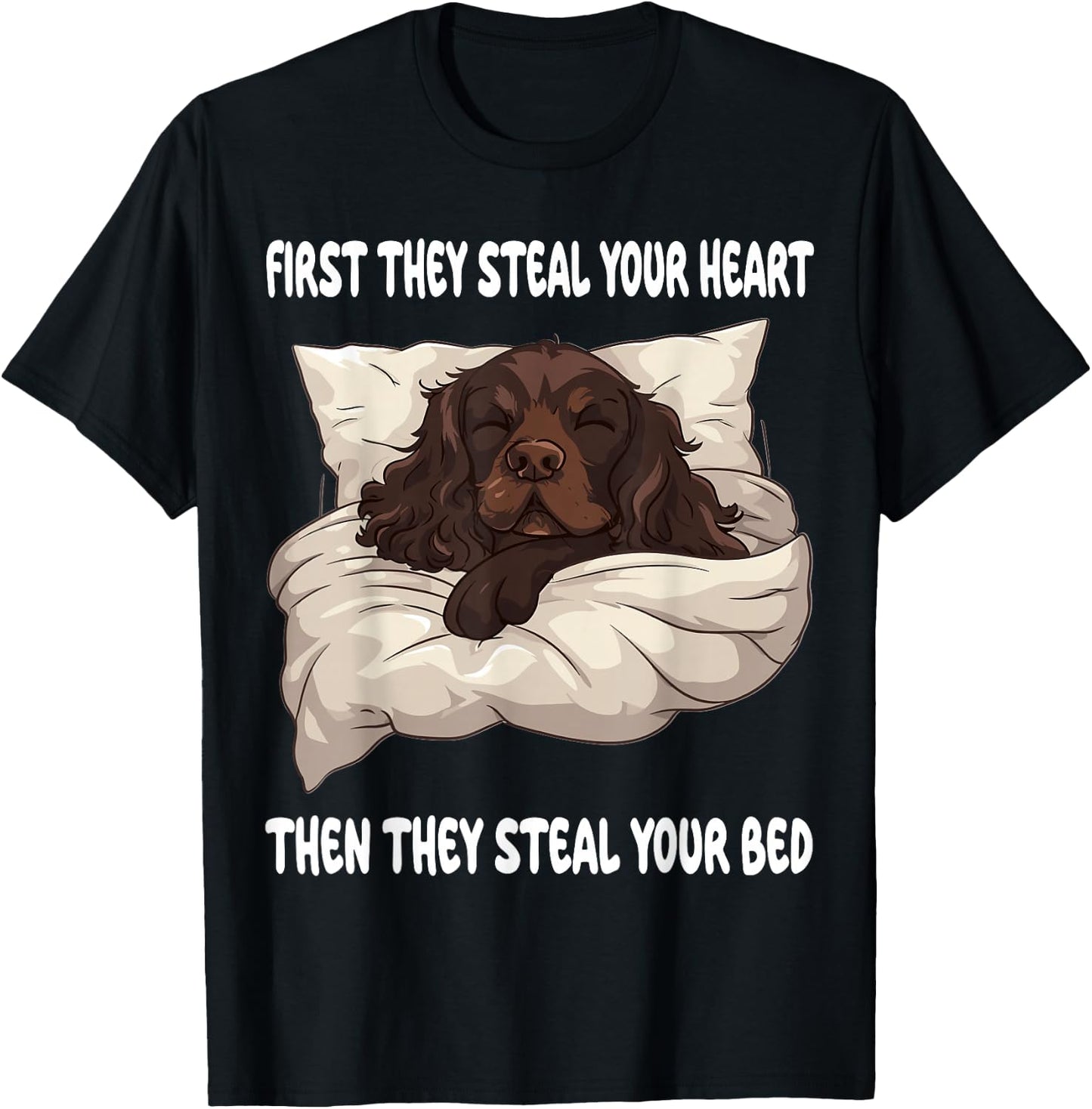 Boykin Spaniel Sleeping Pajamas Nightgown T-Shirt - T-Shirt | Black
