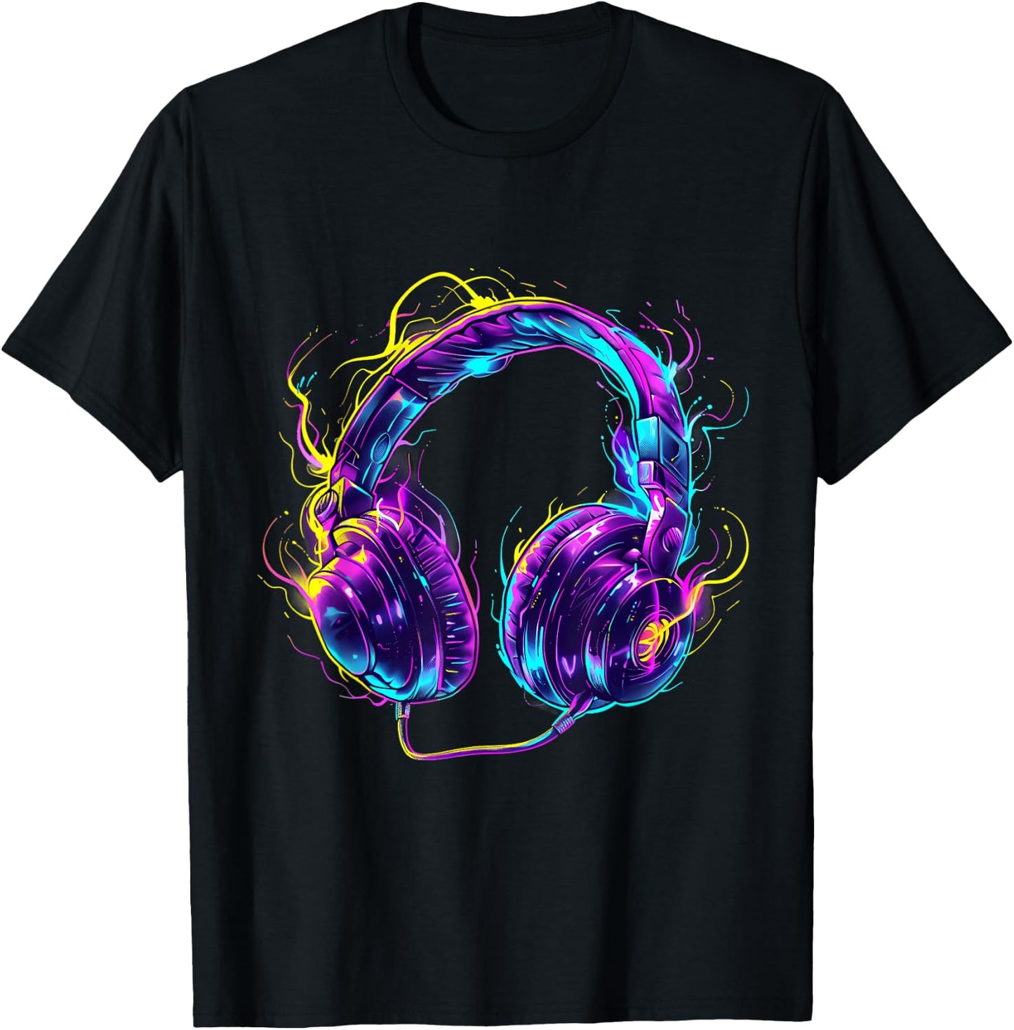 Headphones Music DJ Music Lover Beatmaker Techno Artwork T-Shirt - T-Shirt | Black