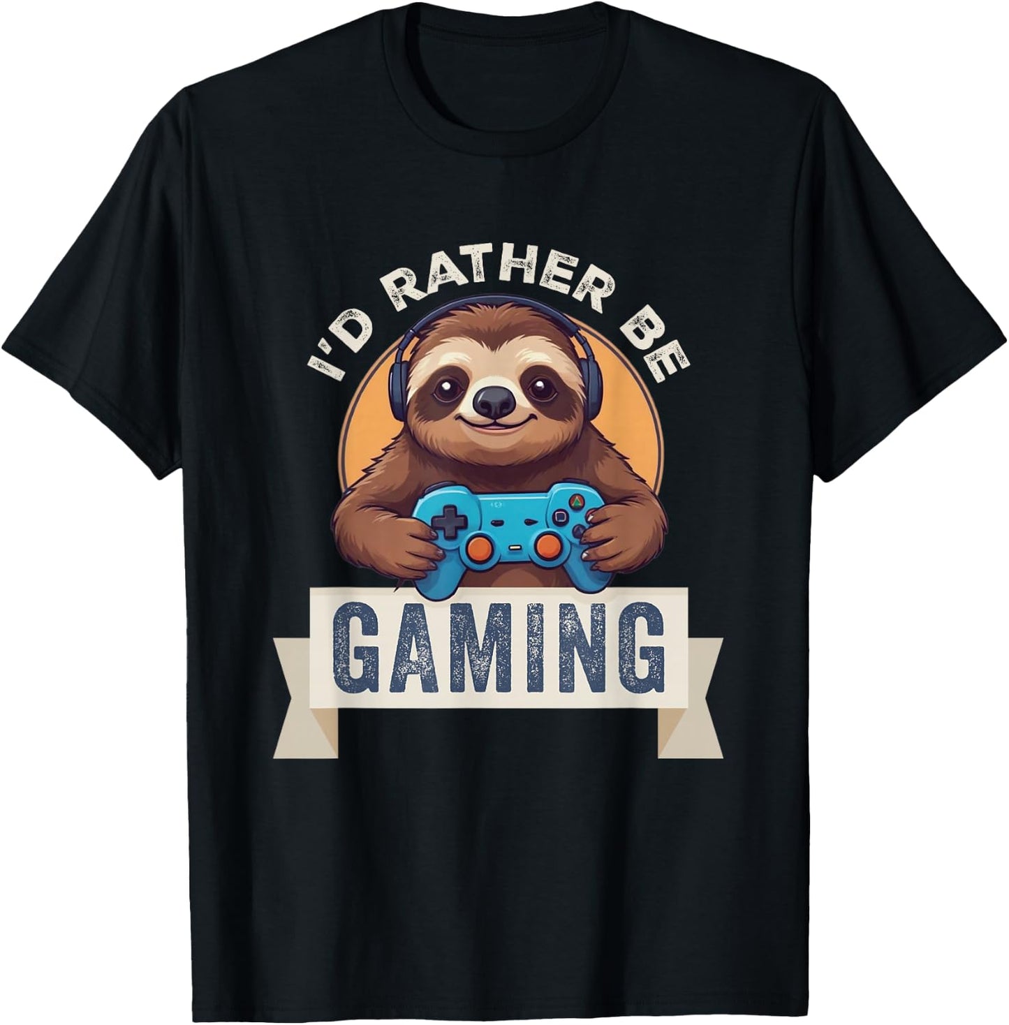 Sloth Gamer, I'd Rather Be Gaming T-Shirt - T-Shirt | Black