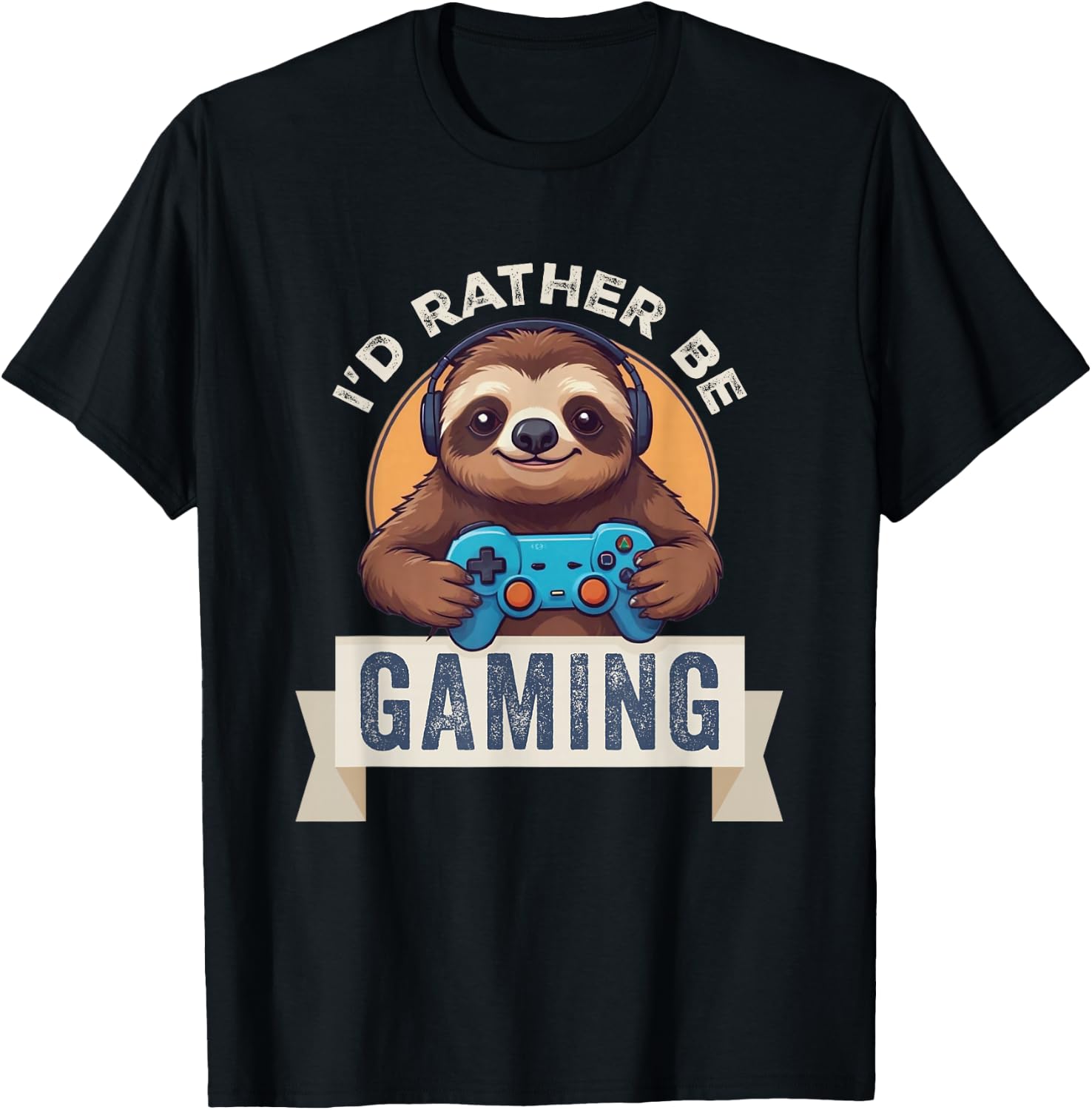 Sloth Gamer, I'd Rather Be Gaming T-Shirt - T-Shirt | Black