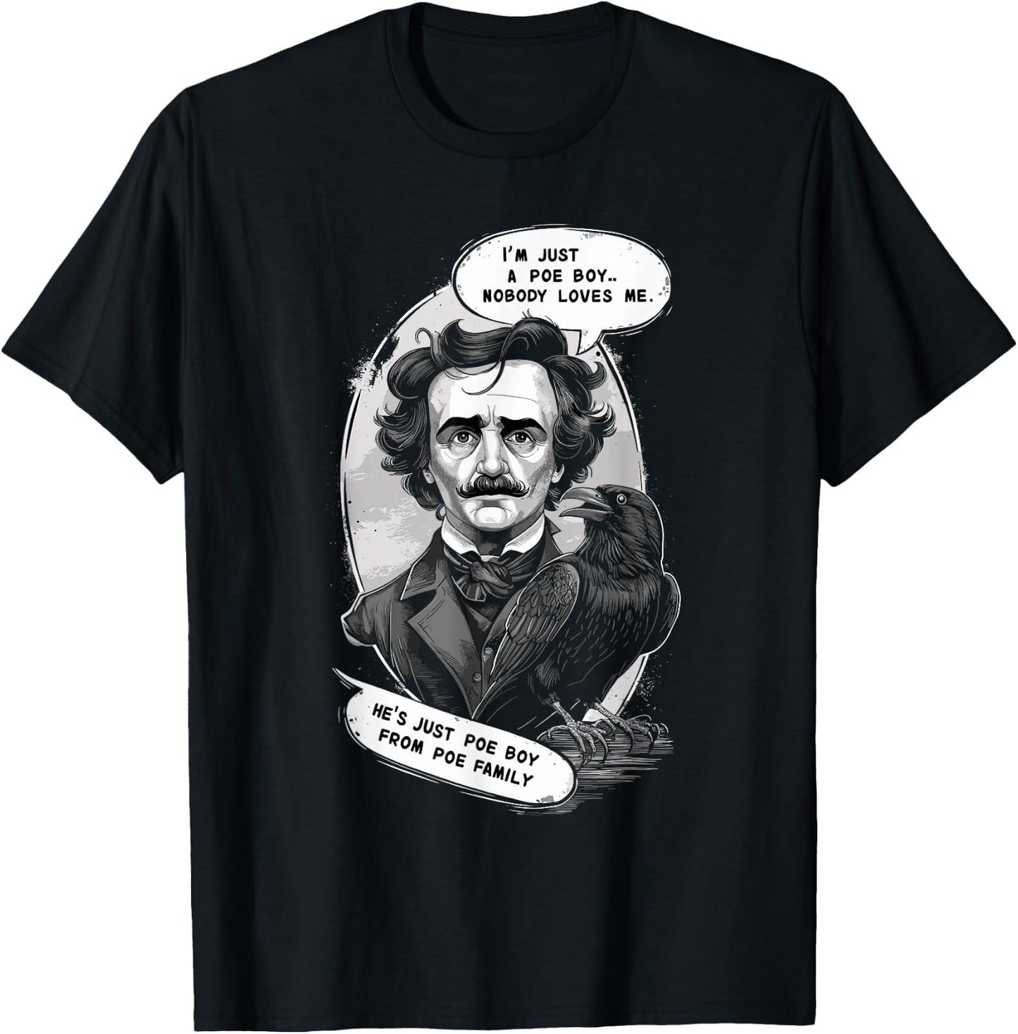 Edgar Allan Poe Fan Classic Literature Literary Figure T-Shirt - T-Shirt | Black