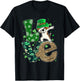 Beagle Dog Dabbing Leopard LOVE Shamrock For St Patricks Day T-Shirt - T-Shirt | Black