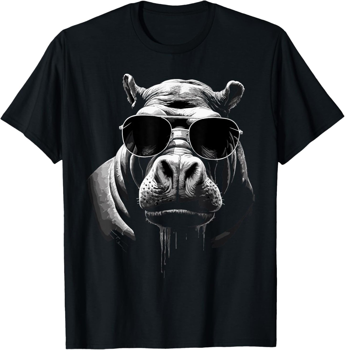 Sunglasses Africa Safari Zoo Animal Lovers Cool Hippo T-Shirt - T-Shirt | Black