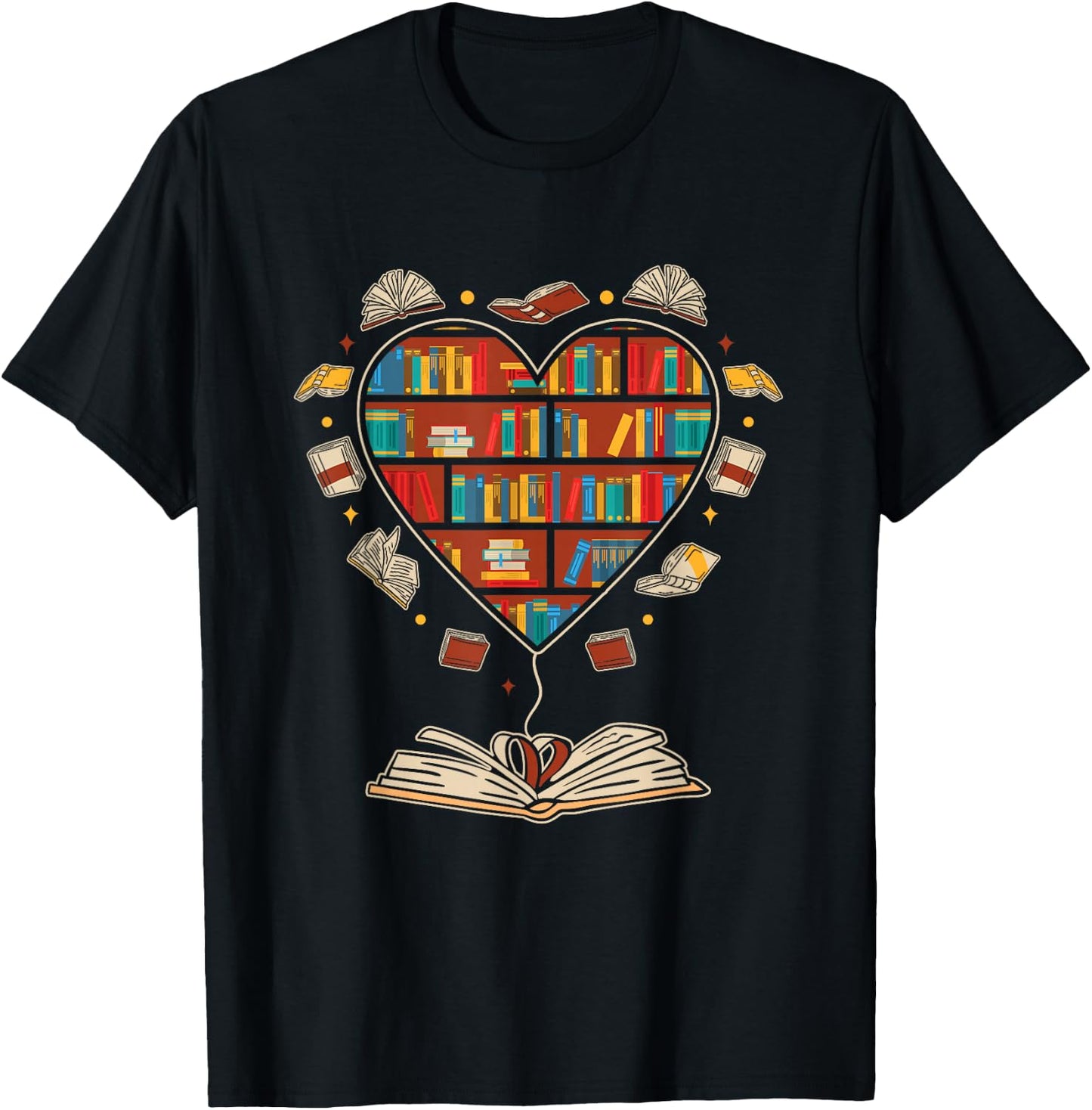 Heart Shaped Bookcase Librarian Book Club Books Reading T-Shirt - T-Shirt | Black
