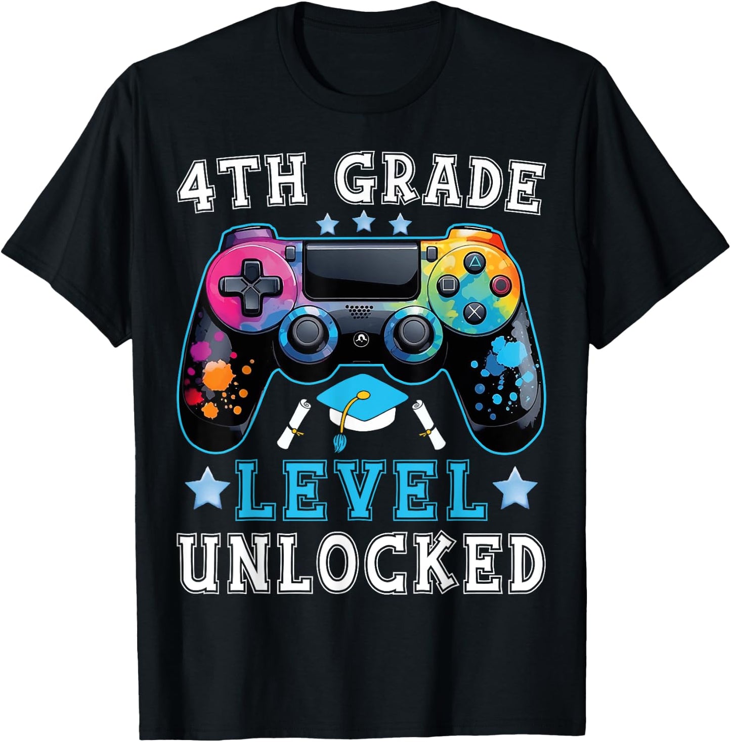 4th Grade Level Unlocked Gamer Boys First Day Back To School T-Shirt - T-Shirt | Black