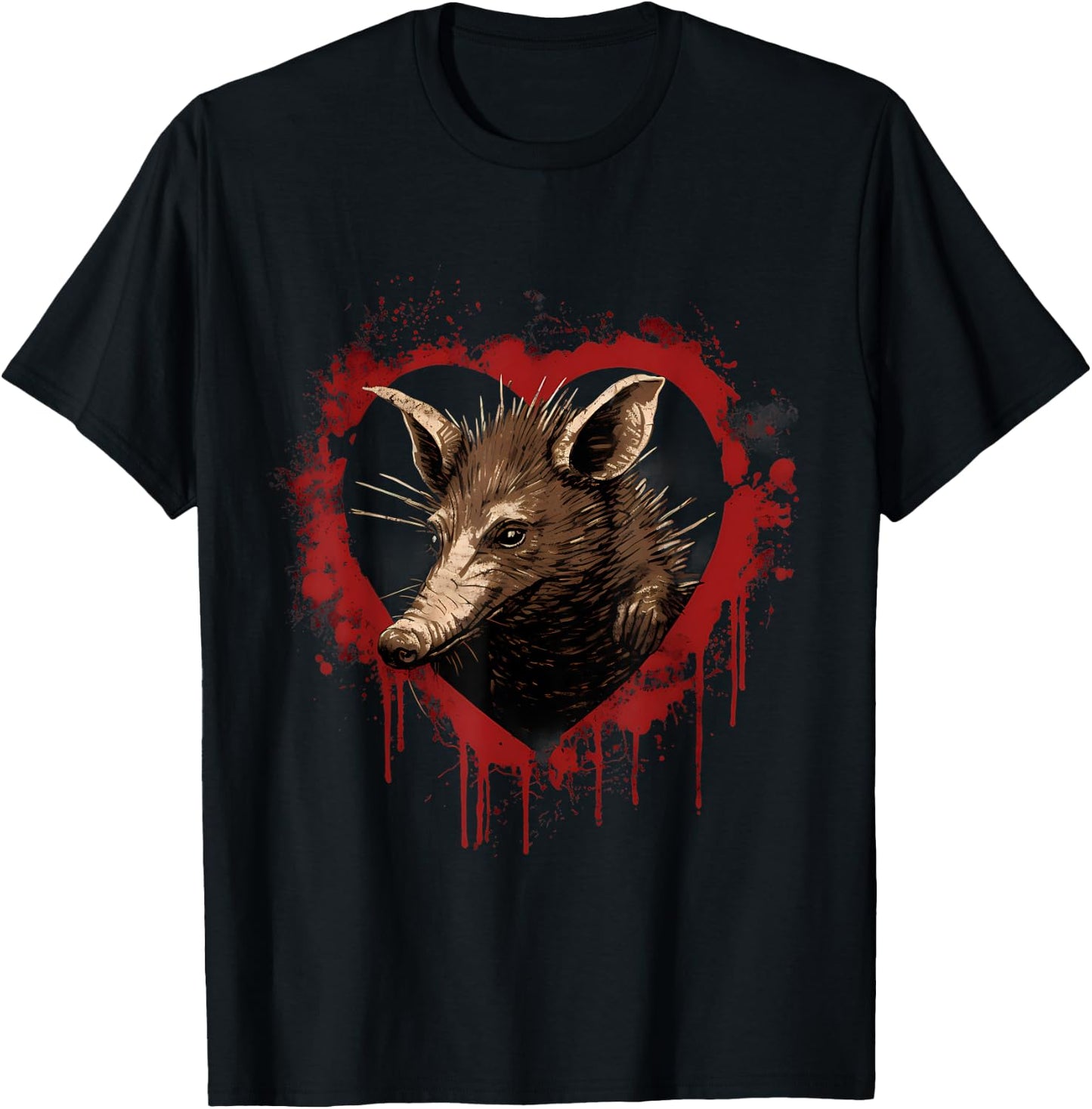 Aardvark Drawing Heart Animal Art Splash Nature Artwork T-Shirt - T-Shirt | Black