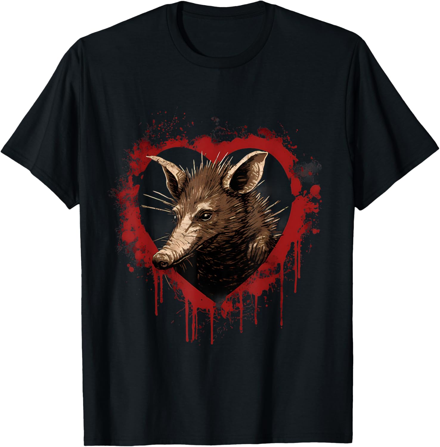 Aardvark Drawing Heart Animal Art Splash Nature Artwork T-Shirt - T-Shirt | Black