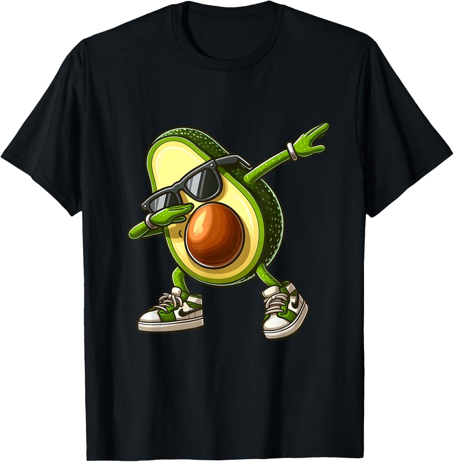 Funny Dabbing Avocado Vegan Food Lover T-Shirt - T-Shirt | Black