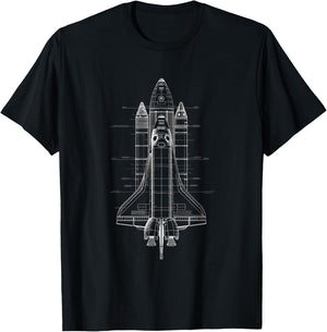Space Shuttle Blueprint T-Shirt - T-Shirt | Black