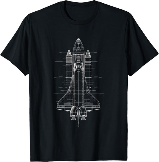 Space Shuttle Blueprint T-Shirt - T-Shirt | Black
