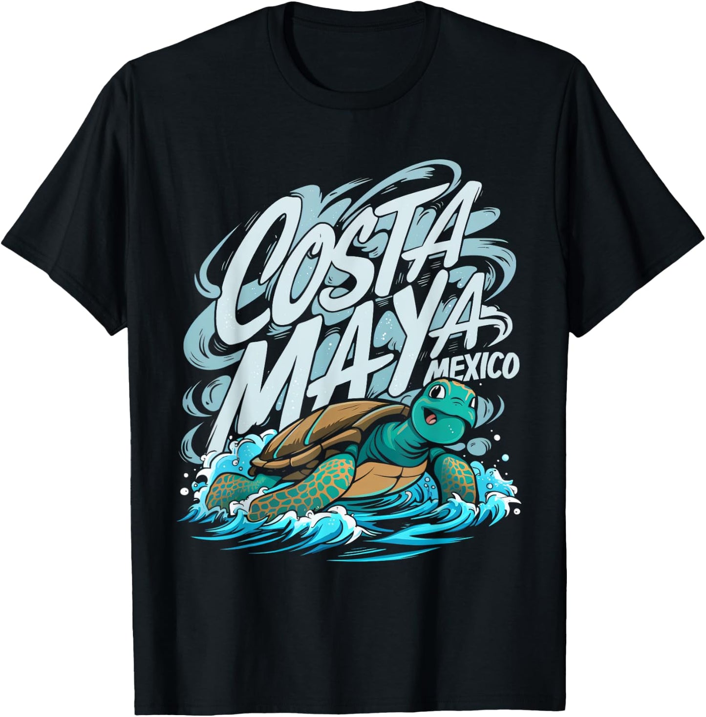 Costa Maya Mexico Turtle Vacation Souvenir Beach Women Girls Kids T-Shirt - T-Shirt | Black