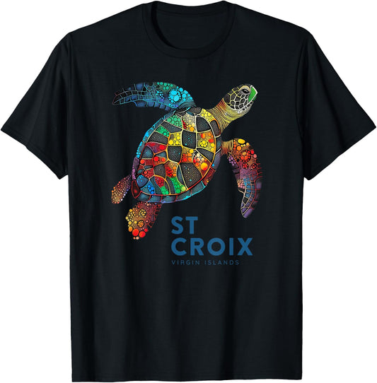 St Croix Virgin Islands Vintage Vacation Shirt Sea Turtle T-Shirt - T-Shirt | Black