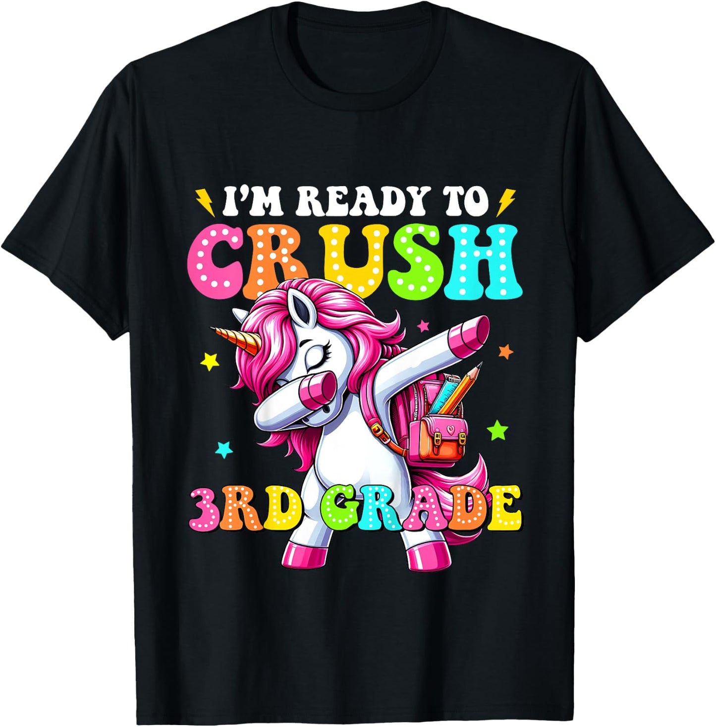 Kids Crush 3rd Grade Dabbing Unicorn Back to School Girls Kids T-Shirt - T-Shirt | Black