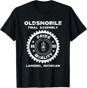 Oldsmobile Motors Final Assembly Graphic Classic Car Show T-Shirt - T-Shirt | Black