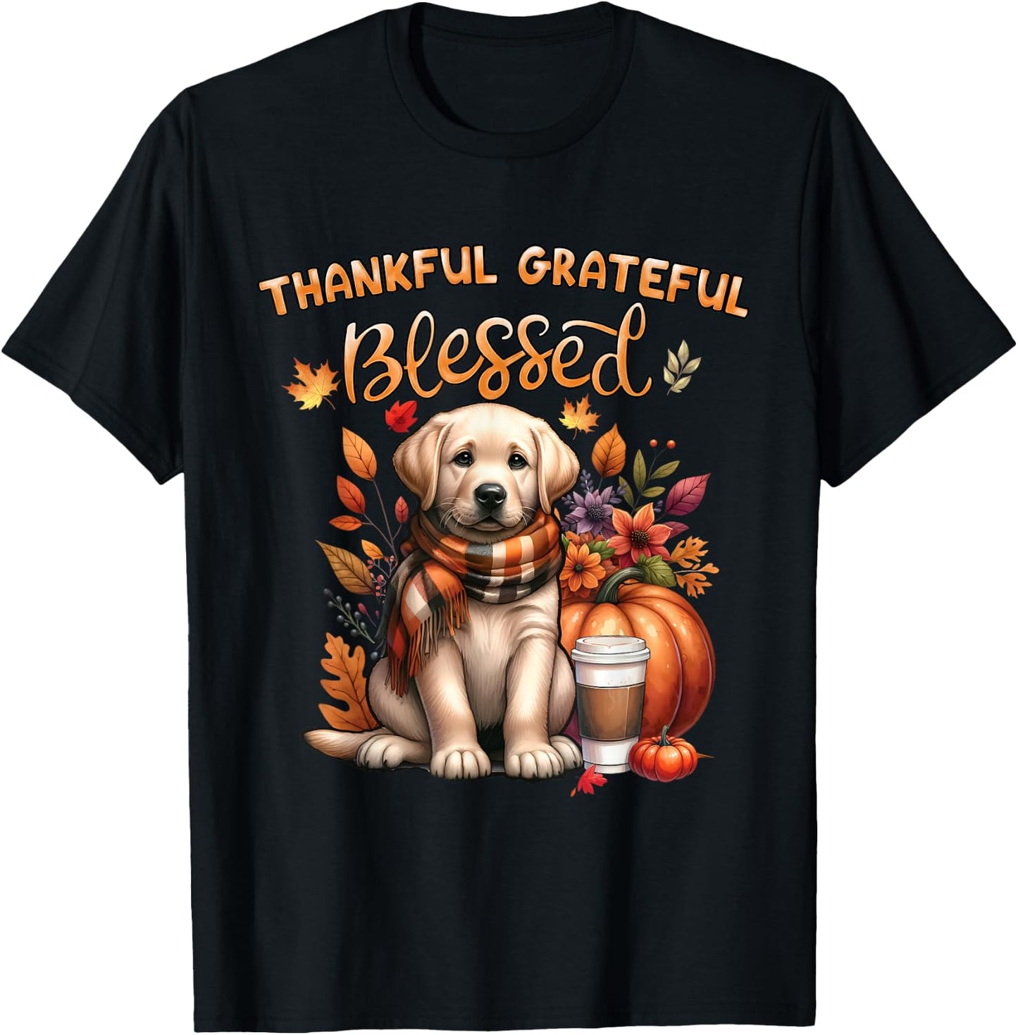 Labrador Retriever Dog pumpkin spice Happy Fall Yall autumn T-Shirt - T-Shirt | Black