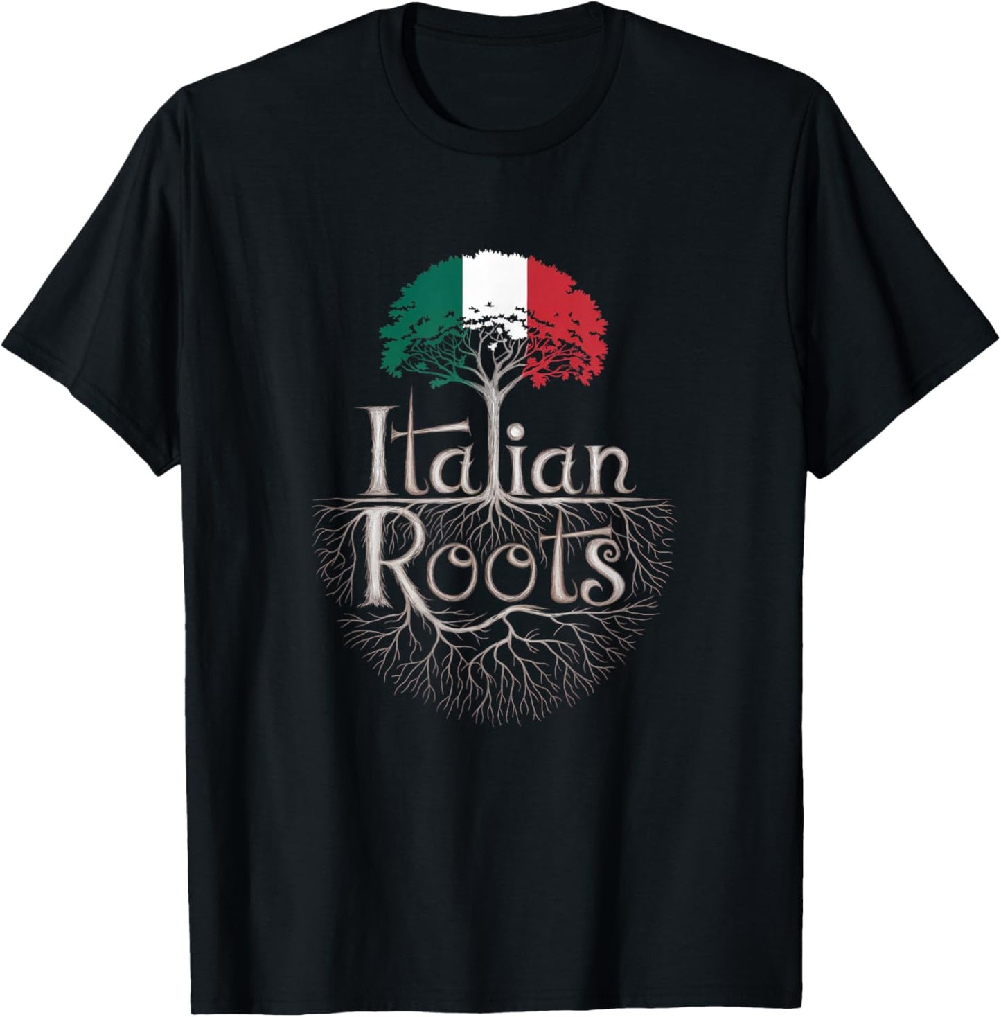Italian Roots - Italy Flag Colors Family Tree Souvenir T-Shirt - T-Shirt | Black
