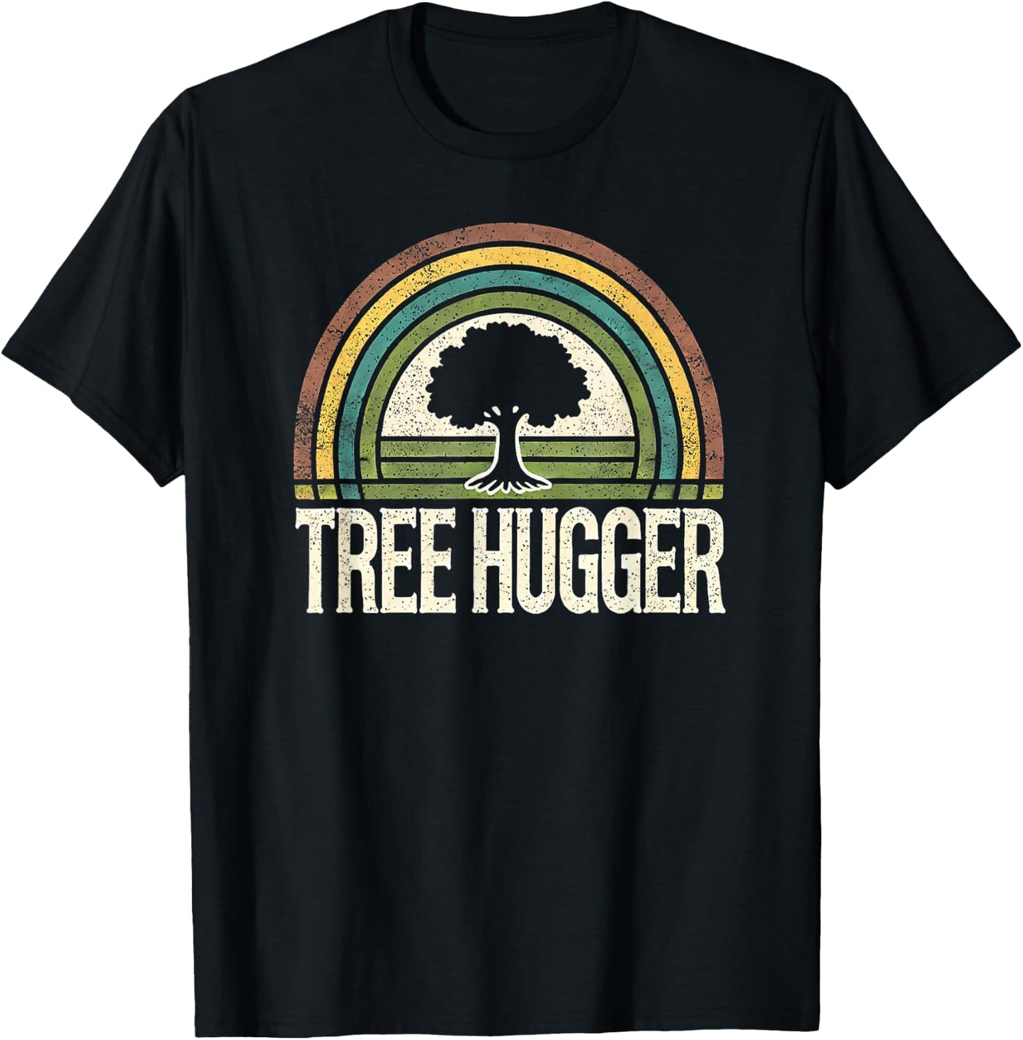 Retro Tree Hugger Design T-Shirt - T-Shirt | Black