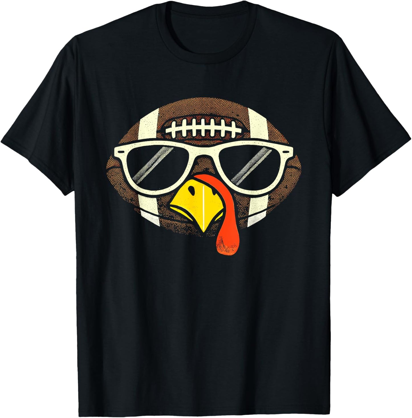 Football Turkey Face Sunglasses Thanksgiving Kid T-Shirt - T-Shirt | Black