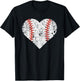 Vintage Retro Baseball Heart Baseball Lover T-Shirt - T-Shirt | Black