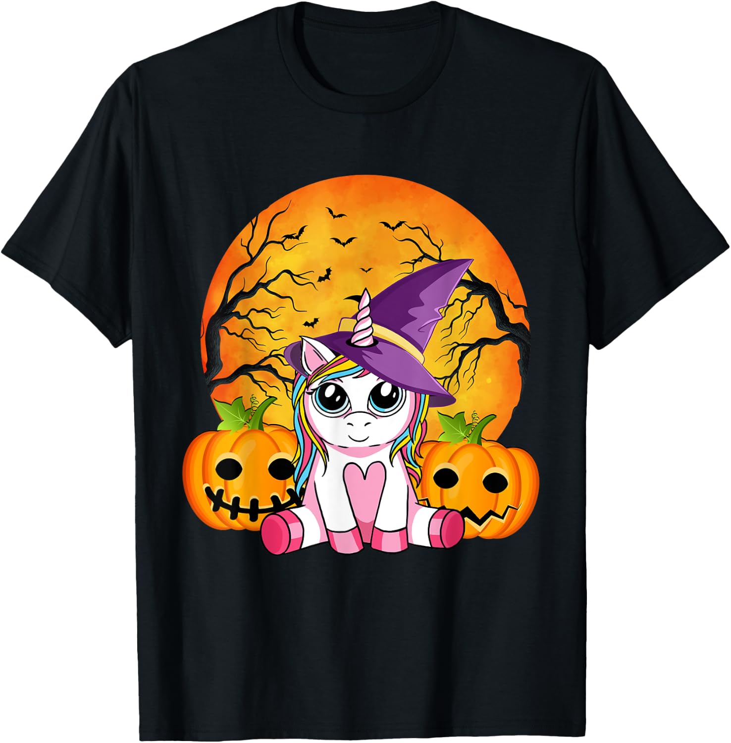 Cute Halloween Shirt Girls Women Witchy Unicorn Halloween T-Shirt - T-Shirt | Black