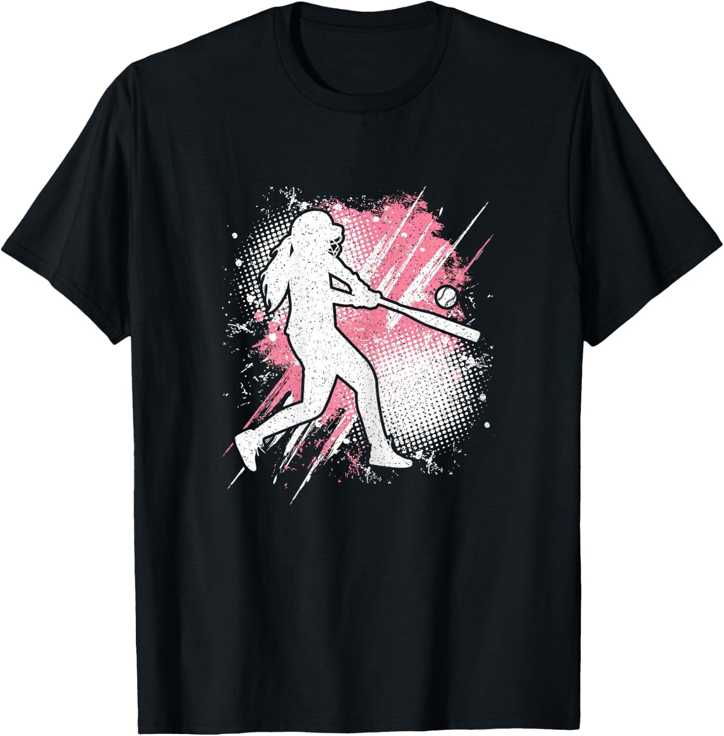 Softball Player Pink Softball Lover Women Girls Kids T-Shirt - T-Shirt | Black
