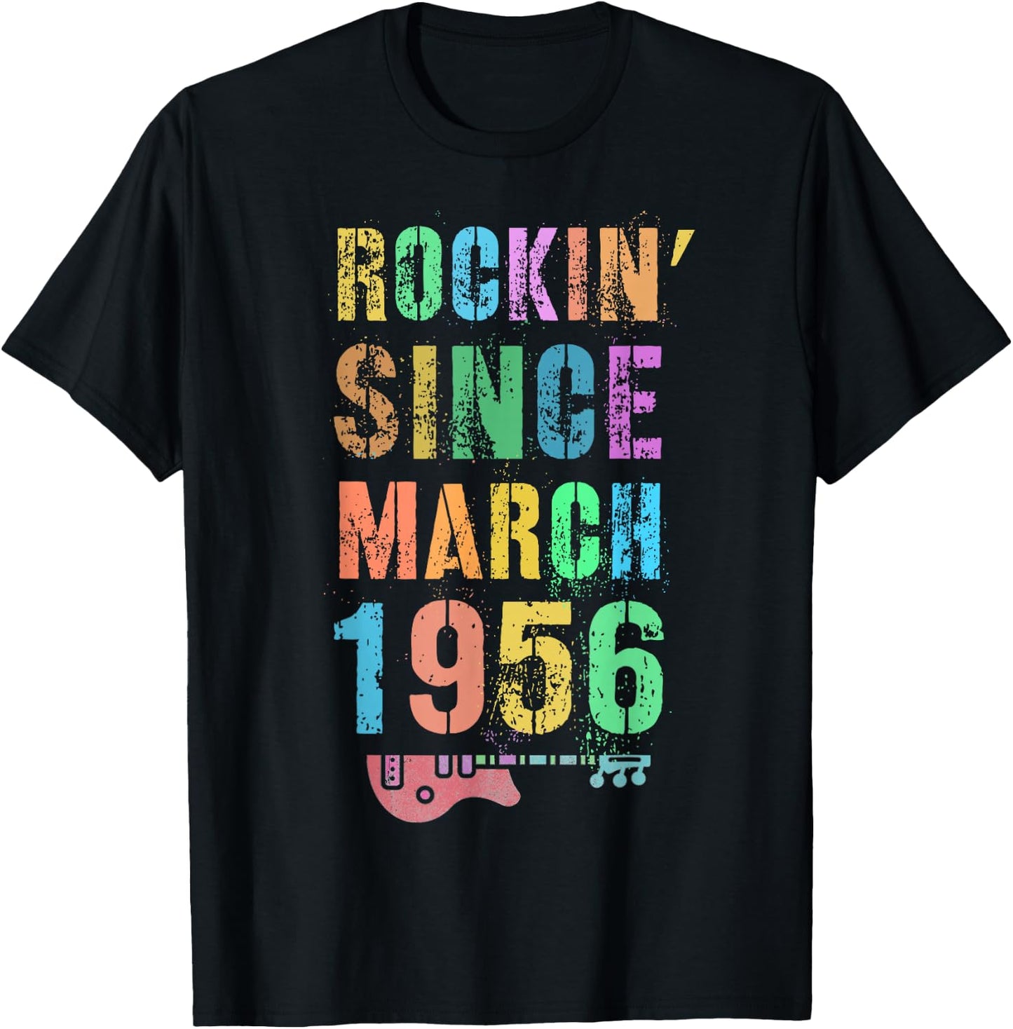 Rockin' Since MARCH 1956 Awesome Rockstar 70th Birthday 70 T-Shirt - T-Shirt | Black