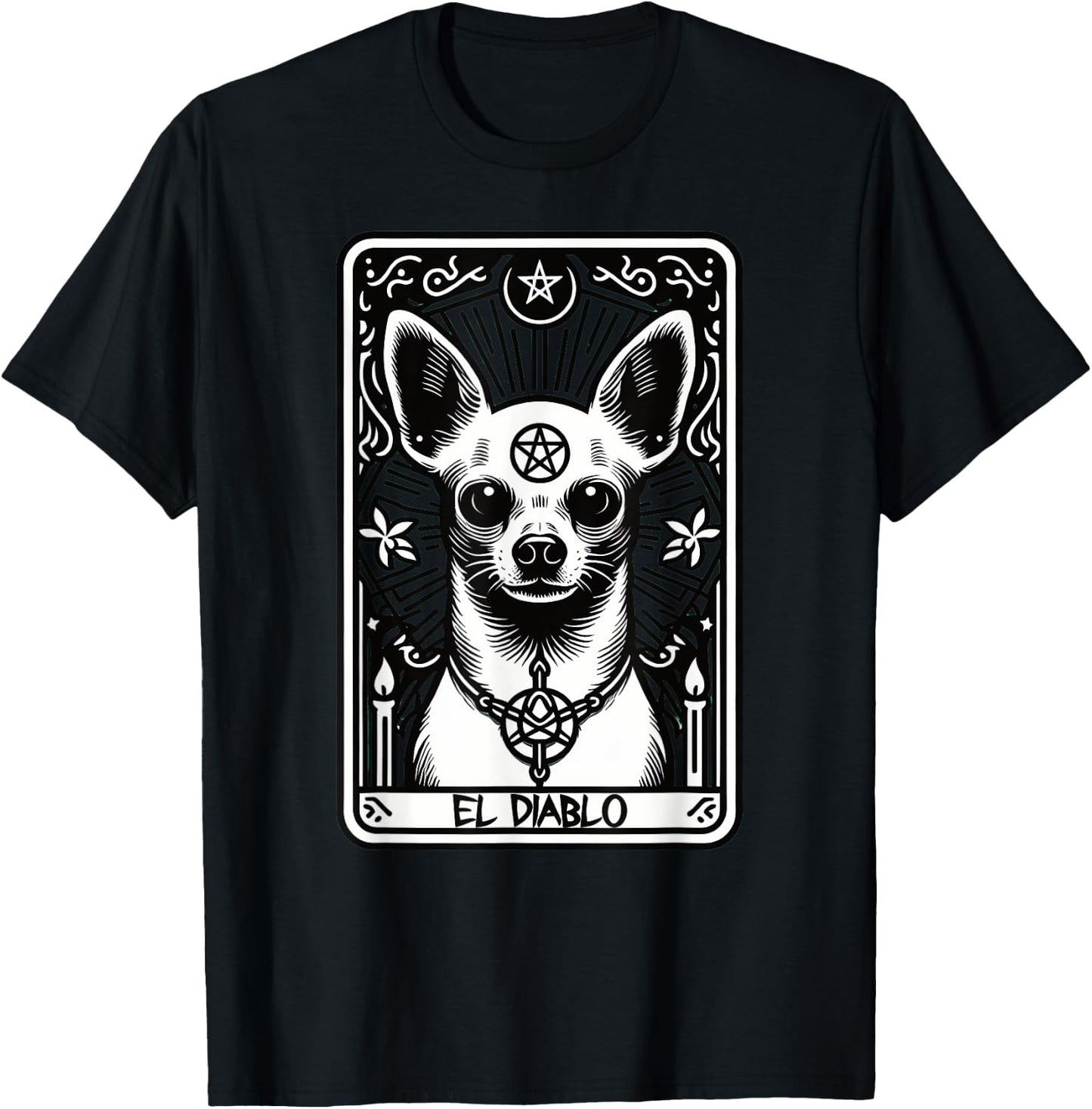Tarot Card Dog The Devil, Satanic Goth Halloween Chihuahua Men Women T-Shirt - T-Shirt | Black