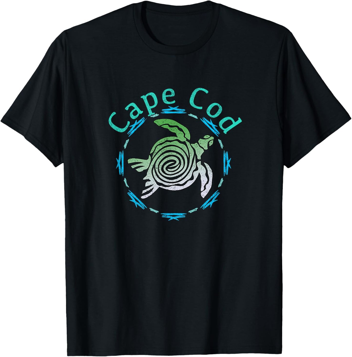 Cape Cod Design / Vintage Tribal Turtle Gift T-Shirt - T-Shirt | Black