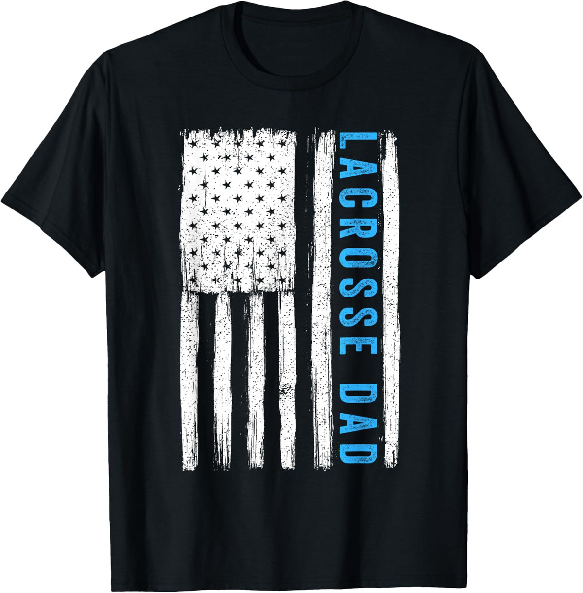Vintage Lacrosse Dad American US Flag Best Father Papa Men T-Shirt - T-Shirt | Black