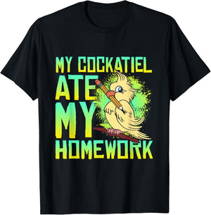 My Cockatiel Ate My Homework Bird Cockatiels Pet Cockatiel T-Shirt - T-Shirt | Black