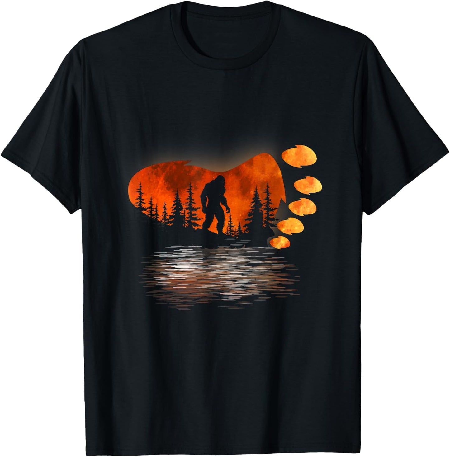 Bigfoot Sasquatch Full Moon In The Forest Women Kids T-Shirt - T-Shirt | Black