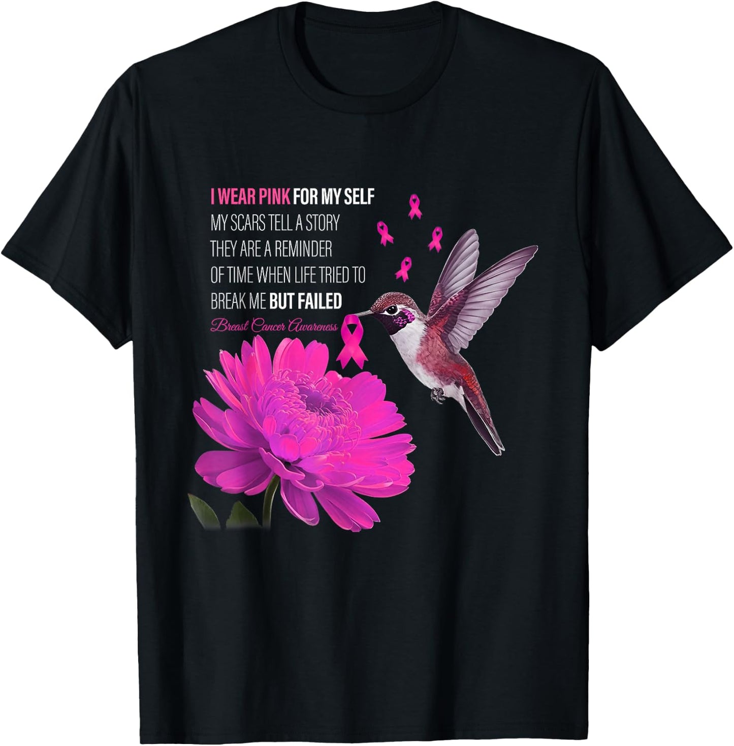 I Wear Pink For Myself My Scars Tell A Story Breast Cancer T-Shirt - T-Shirt | Black